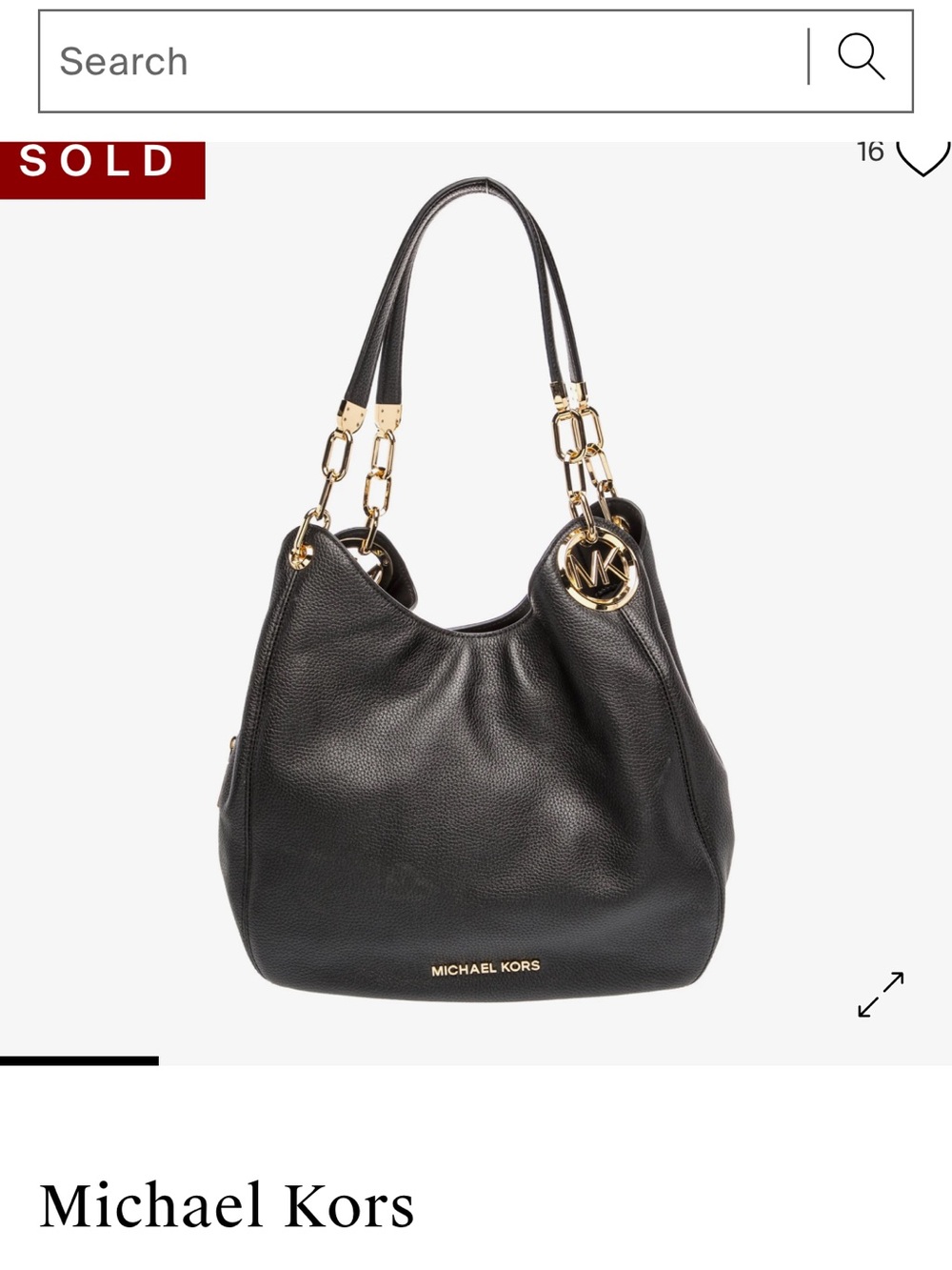 Michael Kors Black Pebbled Leather Shoulder Bag with Gold Hardware
